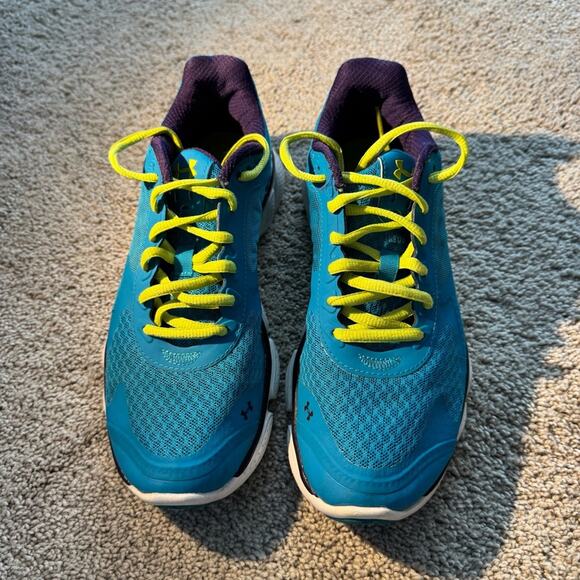 UA Under Armour Micro G Blue & Green Running Shoes Athletic Sneakers Size 8 - Picture 2 of 10